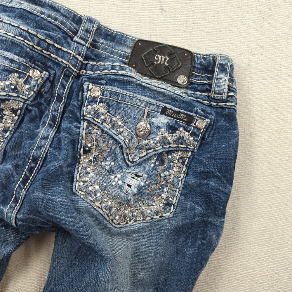 Miss Me Jeans Womens 28 Blue Boot Cut Western Boho Cowgirl Embellished